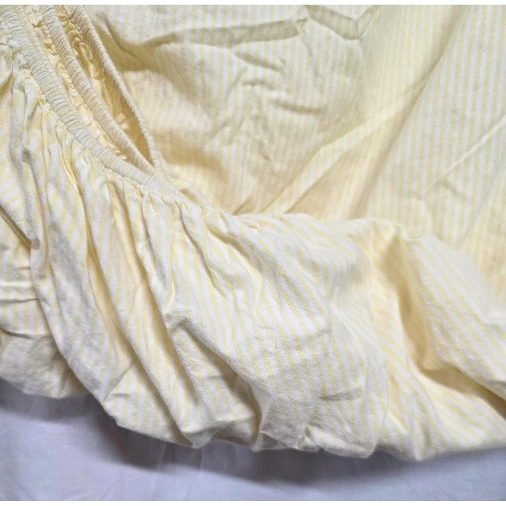 Pottery Barn Kids Full Fitted Sheet Yellow Stripe Cotton Bedding